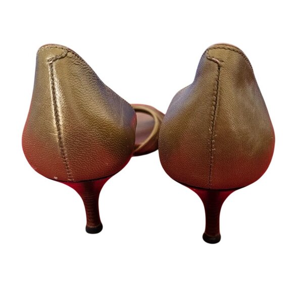 Cole Haan Womens Leather Kitten Heel Open-Toe Sandals Size 7AA Brown/Gold - Picture 6 of 6